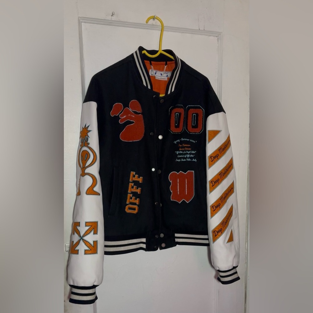 Off White Varsity Jacket Orange - Size M